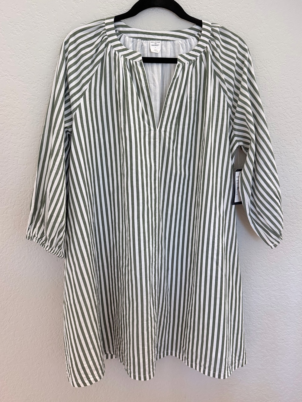 Melrose and Market Green Striped Cotton Dress – Women's Size S – New With Tags